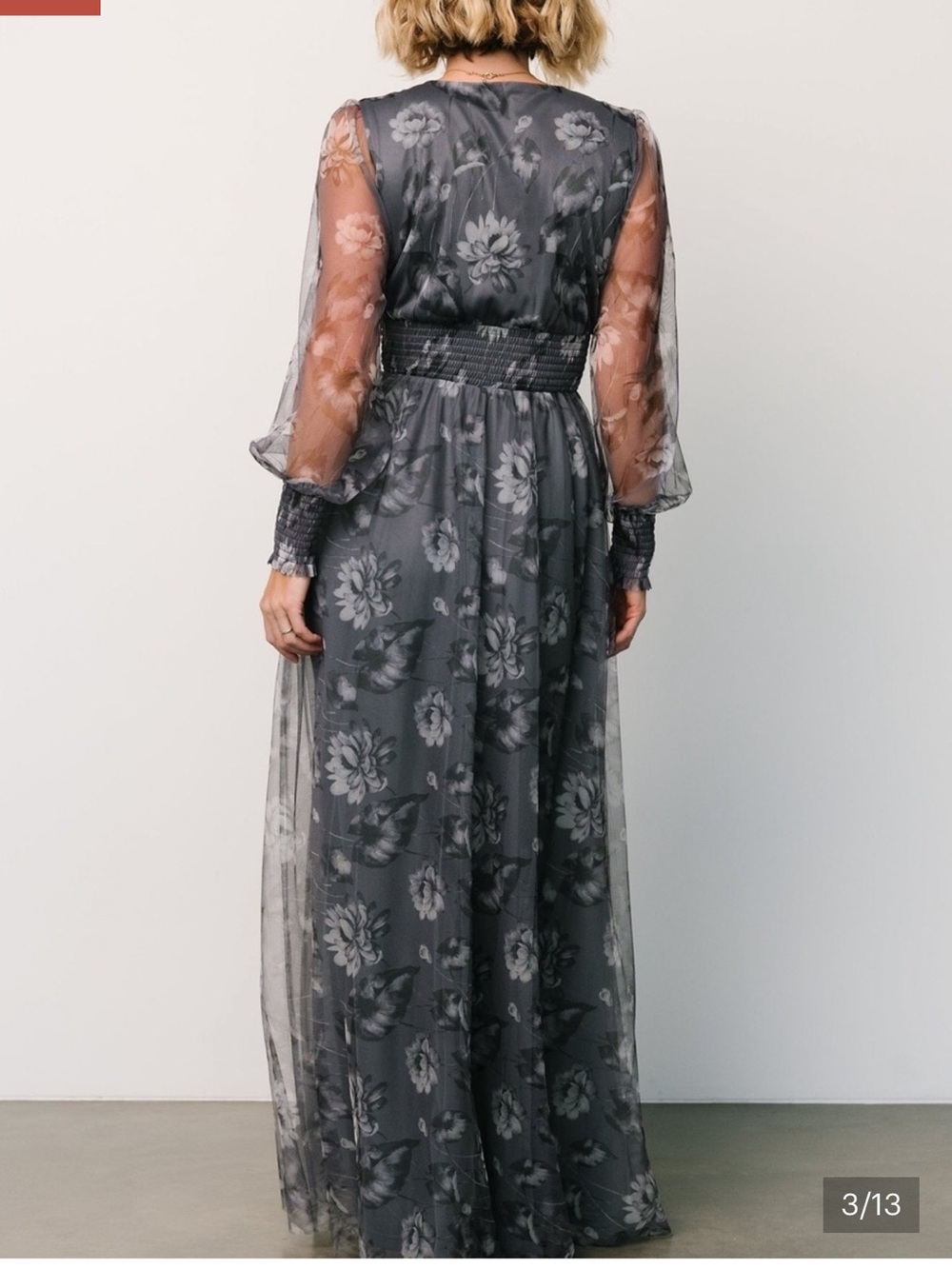 Baltic Born Slate Gray Floral Layla Tulle Maxi Dress - Picture 2 of 7
